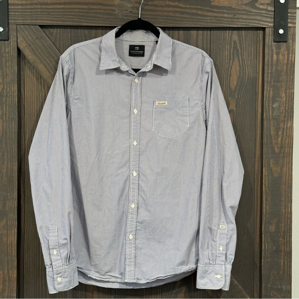 SCOTCH & SODA Men’s‎ Long Sleeve Casual Striped Button Up Shirt Size Large